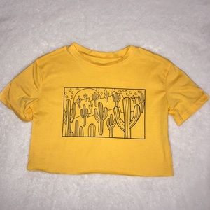 Yellow Cactus Cropped Tee